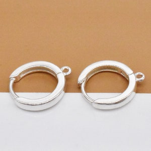 2 Pairs Sterling Silver Earring Hoops with Closed Ring, 925 Silver Hoop Earring, Ear Wire Hoop, Earring Component, Huggie Earrings