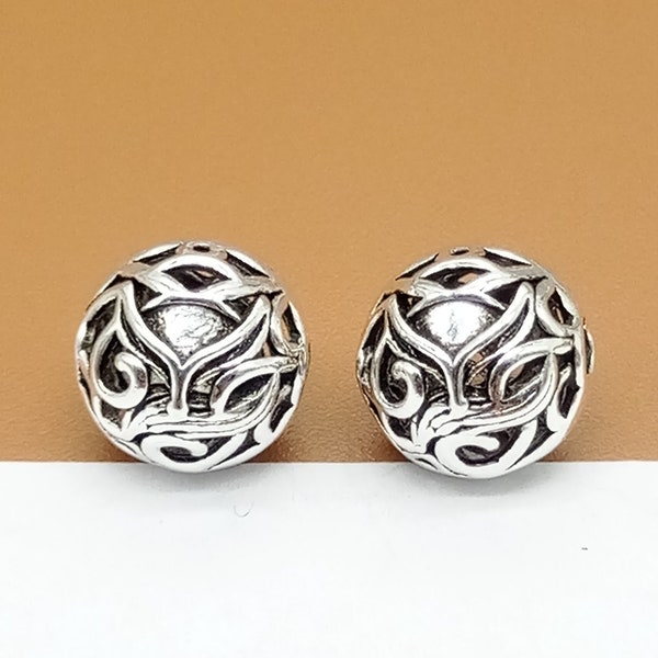 5 Sterling Silver Fox Beads, 925 Silver Fox Beads, Hollow Round Bead, Nine Tailed Fox Bead, Animal Spacer Bead, Bracelet Bead, Necklace Bead