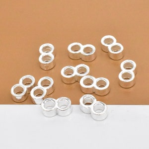 10 Sterling Silver Small Infinity Beads, 925 Silver Infinity Beads, 2 Holes Beads, Bracelet Bead Spacers, Spacer Bead for Beading Jewelry
