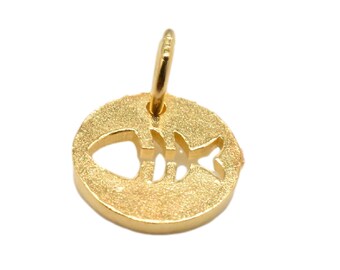 2pcs 18K Gold Vermeil Style Fish Bone Charms 925 Sterling Silver Fish Bone Charm with Heavy 18K Gold Plated Cat Charm Fish Necklace Charm