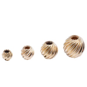 10pcs 14K Gold Filled Twist Corrugated Beads, Gold Filled Corrugated Beads, Pumpink Style Bead, Round Bead, Bracelet Bead 3mm 4mm 5mm 6mm