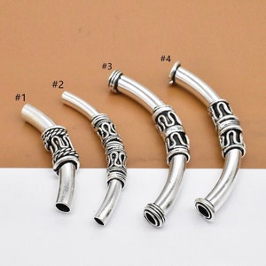 Sterling Silver Curved Tube Bead, 925 Silver Spiral Tube Bead, Spiral Curved Tube, Tube Bead, Tube Spacer Bead, Bracelet Bead, Necklace Bead