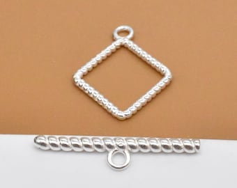 2 chiusure a levetta quadrate in argento sterling, chiusure a levetta in argento 925, chiusura a levetta a spirale, chiusura a levetta quadrata, chiusura per collana, chiusura per bracciale