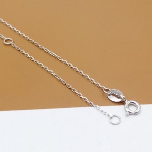 Catena a maglie in argento sterling placcata in rodio, catena a maglie in argento 925, collana a maglie antiossidazione, catena regolabile da 1 mm a 18 pollici