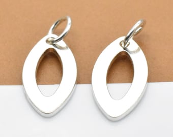 5 Sterling Silver Small Oval Charms, 925 Silver Oval Charm, Cut-out Oval Charm, Bracelet Charm, Necklace Charm, Geometry Jewelry Findings