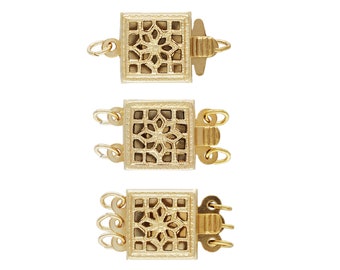 14K Gold Filled Square Filigree Pearl Clasp, Flower Box Clasp, Square Clasp, Bracelet Clasp, Necklace Clasp, Pearl Jewelry Findings 1/20 14K