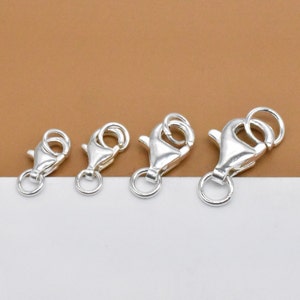 10 Sterling Silber Karabiner mit geschlossenen Biegeringen, 925 Silber Karabiner, Karabiner für Halskette Armband