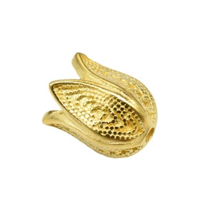 14K Gold Vermeil Style Flower Bead on 925 Sterling Silver, Heavy 14K Gold Plated Flower Bead, Floral Bead, Blossom Bead, Spacer Bead Cap