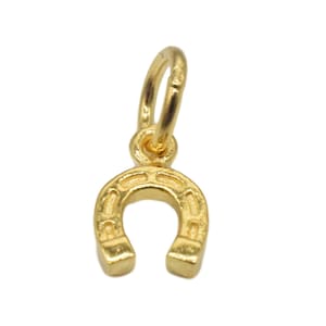 4pcs 18K Gold Vermeil Style Horseshoe Charm, Horse Shoe Charm, 18K Gold Plated over 925 Sterling Silver Horseshoe Charm, Necklace Charm