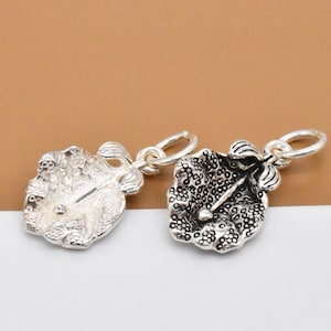 2 Sterling Silver Flower Charms, 925 Silver Flower Charm, Floral Charm, Blossom Charm, Flower Necklace Charm, Bracelet Charm, Earring Charm