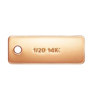 5pcs 14K Rose Gold Filled Rectangle Quality Tags, Rectangle Tag Charm, Rose Gold Filled Quality Tag, Extension Chain End, Jewelry Findings
