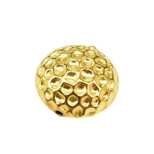 14K Gold Vermeil Style Concave Round Bead 2-sided on 925 Sterling Silver, Heavy 14K Gold Plated Bird Nest Design Bead, Coin Bead 15mm