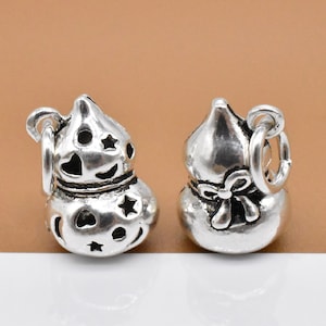 2 breloques gourde en argent sterling avec coeur étoile de lune, pendentif gourde en argent 925, breloque gourde arc, pendentif gourde 3D pour collier bracelet