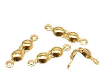 5 Gold Plated End Tip Covers Sterling Silver, 925 Silver Bead Tip Clamshells, Fold Over Knot Cover Ends for Bracelet Necklace Jewelry Making
