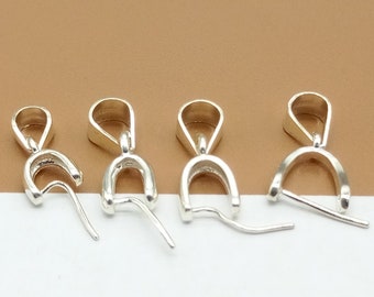 10 Sterling Silver Pinch Bails, 925 Sterling Silver Pinch Bails, 925 Silver Charm Pinch Bails, Pendant Bails, Jewelry Bails, Necklace Bails