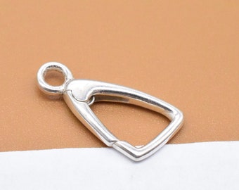 Sterling Silber Dreieck Push-Verschlüsse, 925er Silber glänzend Tor Verschluss, Klappring Verschluss, Feder Verschluss, Halskette Halter Verschluss