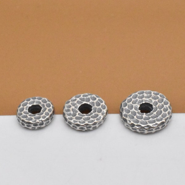 8 Sterling Silver Concave Beads 2-sided, 925 Silver Bird Nest Design Beads, Round Bead, Flat Disc Bead, Coin Bead, Bracelet Bead 6mm 7mm 8mm