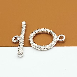 2 Sterling Silver Toggle Clasps, 925 Silver Toggle Clasps, Circle & Stick Set, Ring Toggle Clasp, Toggle Set, Bracelet Clasp, Necklace Clasp