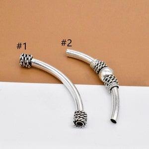 Sterling Silver Curved Tube Beads, 925 Silver Tube Bead, Curved Tube, Spacer Tube, Large Curved Tube, Bracelet Spacer Bead