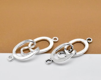 2 Sterling Silver Toggle Style Connectors, 925 Silver Oval Clasp Connector, Hook Clasp, Hook Connector for Bracelet Necklace, Jewelry Making