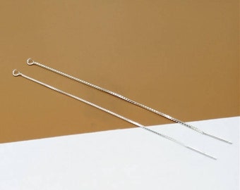 4 paia di scatola in argento sterling chain ear threader con anello aperto, 925 silver box chain earringthreader ear thread earring thread70mm 90mm 110mm