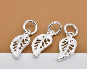 5 sterlingzilveren bladbedels 2-zijdig, 925 zilveren bladbedels, bladbedel, boombedel, bladhanger, bladbedel voor ketting-armband