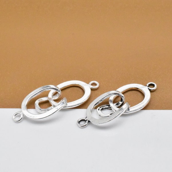 2 Sterling Silver Toggle Style Connectors, 925 Silver Oval Clasp Connector, Hook Clasp, Hook Connector for Bracelet Necklace, Jewelry Making