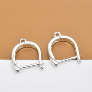 2 Pairs Sterling Silver Earring Hoops with Loop, 925 Silver Hoop Earring, Ear Hoops, Earring Leverback, Ear Wire Lever Back, Earring Making