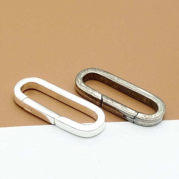 Sterling Silber Oval Verschluss, 925 Silber Klappverschluss, Oval Push-Verschluss, Feder Tor Verschluss, Perlen Verschluss, Armband Verschluss, Halsketten Verschluss