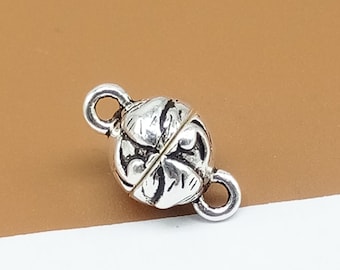 2 Sterling Silver Magnetic Clasps, Mountain and Wave Clasp, 925 Silver Love Magnetic Clasp, Round Magnet Clasp for Bracelet 9mm