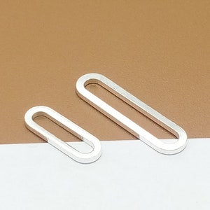 Sterling Silver Oval Jump Rings, 925 Silver Closed Jump Rings, Oval Connector Charms, Paper Clip Charms, Oval Charms for Necklace Bracelet