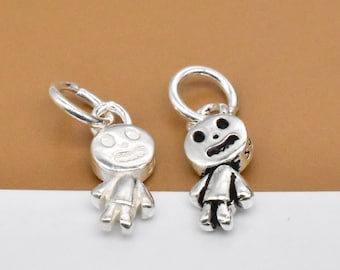 2 Sterling Silver Ghost Charms 2-Sided, 925 Silver Ghost Charms, Small Ghost Charm, Halloween Charm, Necklace Charm, Bracelet Charm