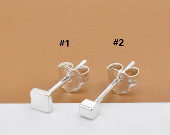 4 Pairs Sterling Silver Square Earring Posts, 925 Silver Post Earring, Square Earrings, Ear Stud Earring, Geometry Earring, Jewelry Findings