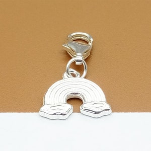 Sterling Silver Rainbow Clip On Charm, 925 Silver Rainbow Charm with Clip On Lobster Clasp, Rainbow Pendant, Necklace Charm, Bracelet Charm