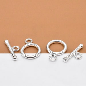 4 Sterling Silver Toggle Clasps, 925 Silver Toggle Clasp, Small Toggle Clasps, Bracelet Clasp, Necklace Clasp, Circle and Stick, Circle 9mm