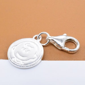 Sterling Silver Children Clip On Charm, 925 Silver Boy Charm, Round Disc Tag Charm, Child Charm, Kid Charm, Bracelet Charm, Necklace Charm