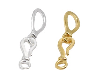 2 Sterling Silver Hook Clasp Connectors, 925 Silver Hook Clasps, Gold Plated Hook Clasps, Hook Connectors, Necklace Clasp, Bracelet Clasp