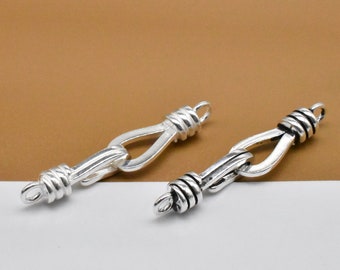 5 Sterling Silver Hook Clasps, 925 Silver Hook Clasp Connectors, Hook Connector, Bracelet Hook, Bracelet Clasp Connector, Necklace Clasp