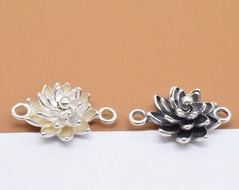 Sterling Silver Spinning Lotus Connector Charms, 925 Silver Lotus Flower Charm, Meditation Charm, Yoga Charm, Necklace Charm