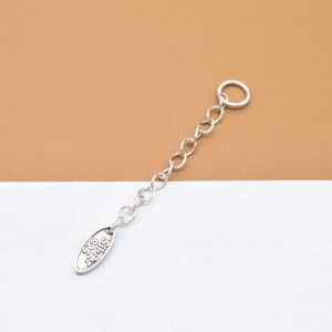 4 Sterling Silver Oval Tag Extension Chains, 925 Silver Oval Chain Extender, Extender Chain for Bracelet, Necklace Extender Chain 50mm