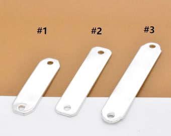 2 Sterling Silver Bar Connector Charms, Plain Bar Connector, 925 Silver Bar Charm, Shiny Bar Connector for Bracelet Necklace, Jewelry Making