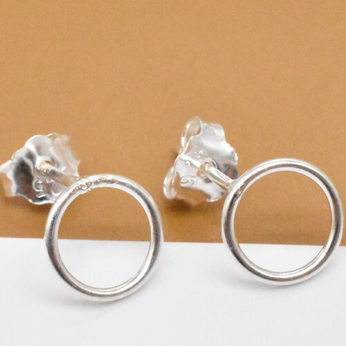 8 Pairs Sterling Silver Circle Earring Post Ring 10mm With Etsy
