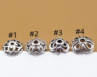 20 Sterling Silver Bead Caps, 925 Silver Flower Bead Cap, Floral Bead Cap, Spiral Bead Cap, Bead Cap for Bracelet, Bead Spacer