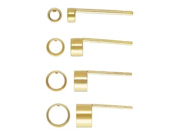 14K Gold Filled Circle Bezel Earring Posts w/ Backs, Gold Filled Post Earrings, Bezel Earring Setting, Ear Studs, Earring Components