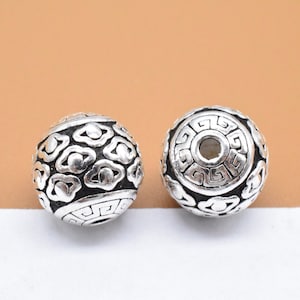 2 Sterling Silver Cloud Round Beads, 925 Silver Cloud Bead, Lucky Bead, Sky Bead, Good Fortune Bead, Bracelet Bead, Necklace Bead 9.5mm