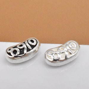 4 Sterling Silver Number Beads, 925 Silver Number Beads, Number Spacer Bead, Curved Number Bead, Bracelet Bead, Necklace Bead, Number 8 9 10