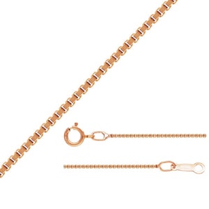 0.85mm 14K Rose Gold Filled Box Chain Necklace w/ Spring Ring Clasp 16 18 Inches, Rose Gold Filled Box Chain Necklace, Women Necklace Chain
