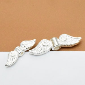 8 Sterling Silver Angel Wing Beads, 925 Silver Wing Beads, Shiny Angel Wing Bead, Feather Bead, Bracelet Bead, Necklace Bead, Jewelry Making