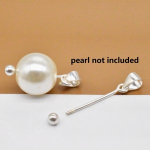 4 Sterling Silver Screw Pinch Bails with Ball End for Pearl, 925 Silver Pinch Bails, Threaded Ball Bails, Screw Eye Pin, Charm Pinch Bail