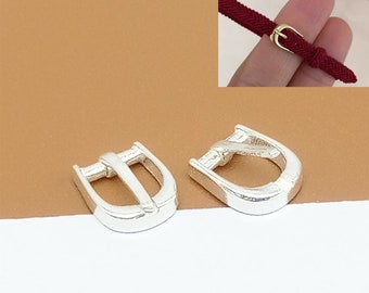 2 Sterling Silver Belt Buckle Beads, 925 Silver Buckle Clasp, Leather Cord Buckle, Belt Buckle, Bracelet Buckle, Fit 4.5mm Belt
